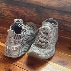 NOBULL Knit Lace-Up Athletic Sneakers in Taupe